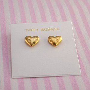 Tory Burch Small Heart Stud Earrings - Brand New